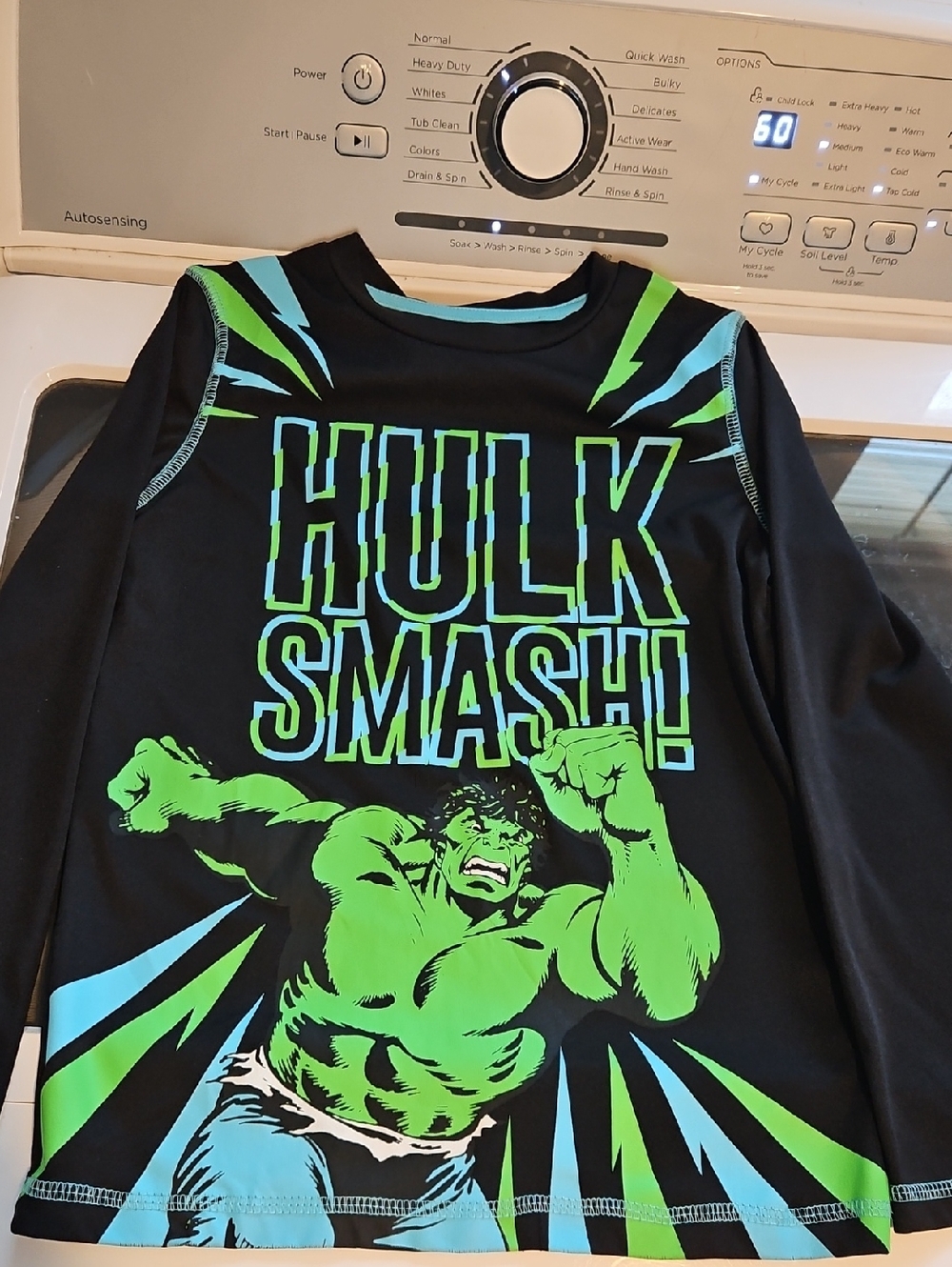 Size 7 Kids Hulk Smash! Graphic Active Wear Long Sleeve Top